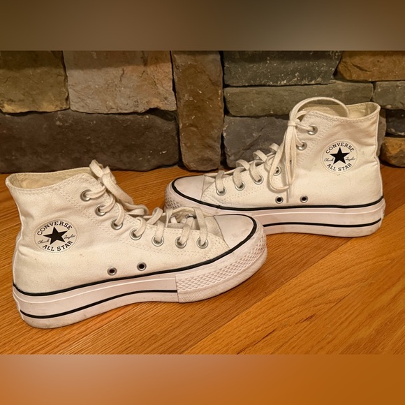Converse white platform hi top sneakers women’s size 5.5 - Picture 5 of 6